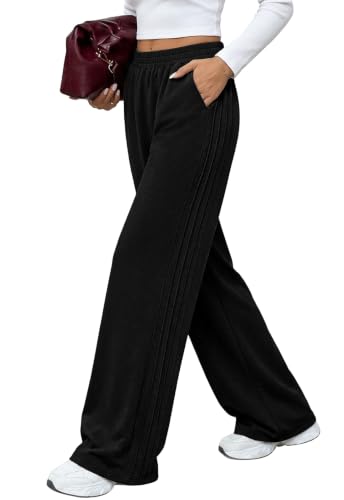 Women's Black Casual Wide Leg Sweatpants