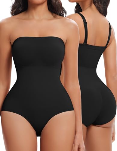 SIMIYA Women's Strapless Shapewear Bodysuit with Built-in Bra