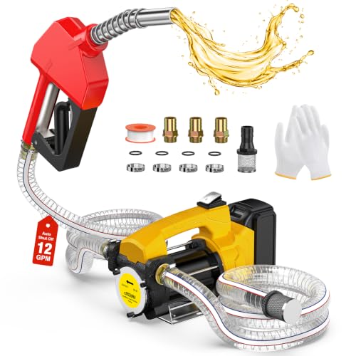 12 GPM Diesel Transfer Pump, Cordless 20V, Auto-Stop Nozzle