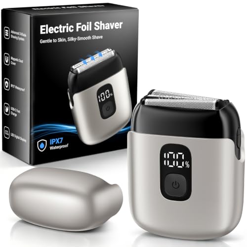 Cordless Electric Foil Shaver, 3 Floating Blades, USB-C, Champagne Gold