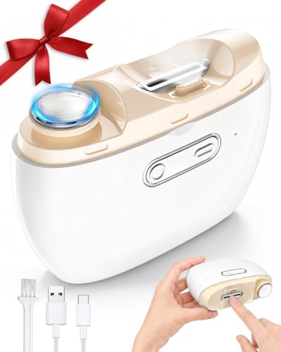 Electric Nail Clipper with Light & Storage, Rechargeable, Purple