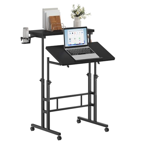 DUMOS Rolling Standing Desk with Walking Pad, Split Top