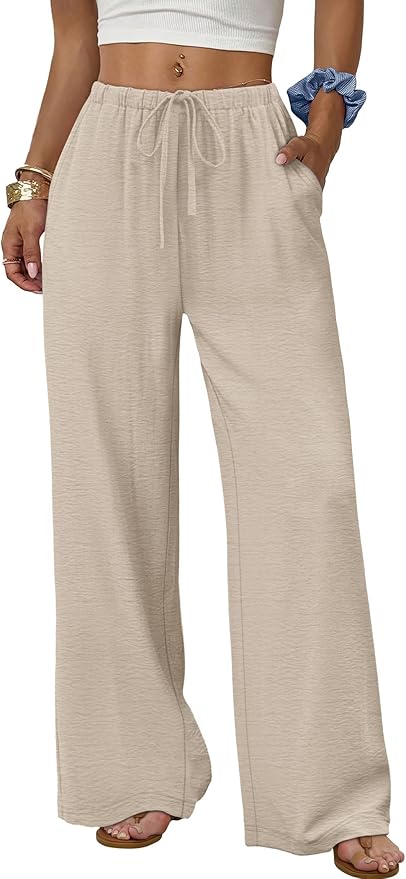 Sampeel Women's Wide-Leg Linen Pants