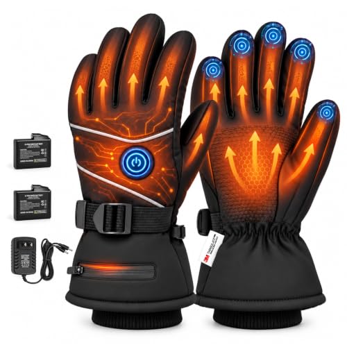 Heated Gloves for Men & Women, Rechargeable, Waterproof Touchscreen