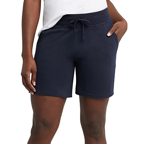 Hanes Women's Jersey Pocket Shorts, Navy, 7" Inseam Deal on DealUpdates