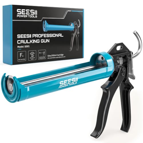 SEESII Caulking Gun with Silicone Removal Tool & 5 Nozzles