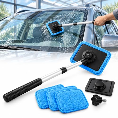 Dual Magnetic Car Windshield Cleaner with Extendable Handle