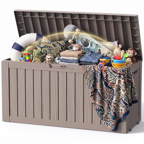 155 Gallon Waterproof Deck Box with Wheels, Grey