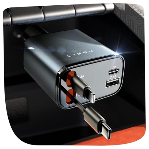 LISEN 84W Retractable USB-C Car Charger, 4-in-1 Deal on DealUpdates