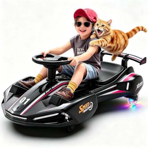 Hotsolo 12V Electric Wiggle Car for Kids, Black
