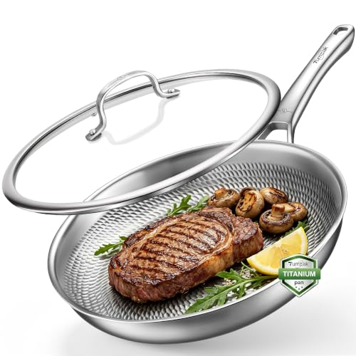 Tumzak Titanium 12-Inch Pan with Lid, Non-Stick & Induction