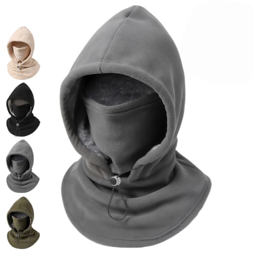 3 in 1 Winter Hat Fleece Double-Layer Gray