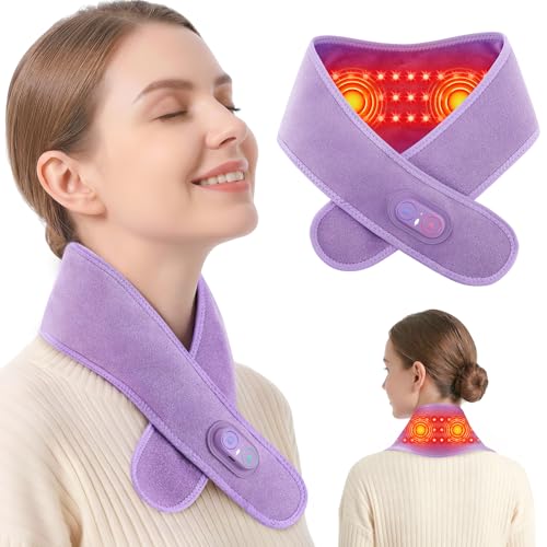 Cordless Neck Heating Pad with Red Light Therapy, 3000mAh