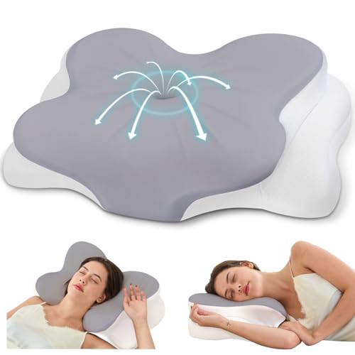 CosBed Cervical Memory Foam Pillow, Dual Height Grey