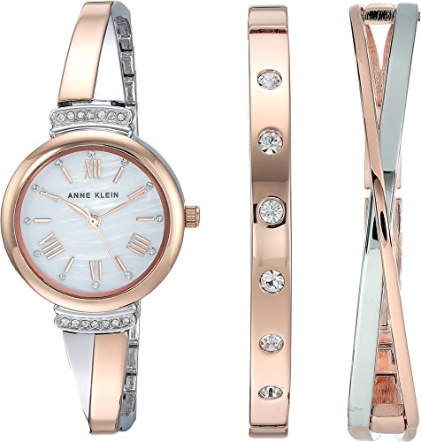 Anne Klein Women's Crystal Accented Bangle Watch Set
