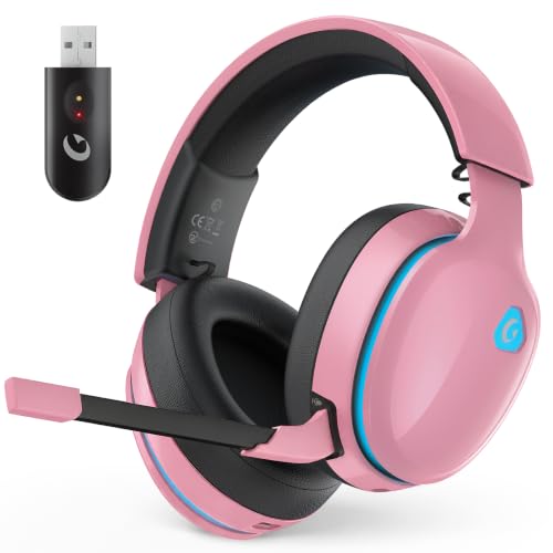 AOC 2.4GHz Wireless Gaming Headset for PS5/PS4/Switch, 45Hr, Blush