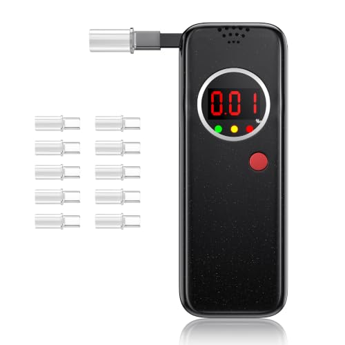 Portable Breathalyzer with LCD Display and 10 Mouthpieces