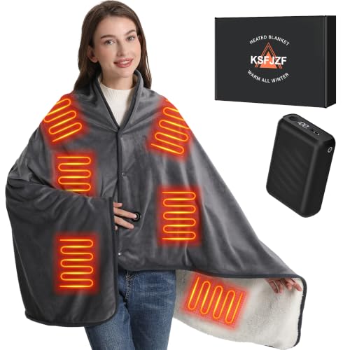 KSFJZF Cordless Heated Throw Blanket, 20000mAh Battery