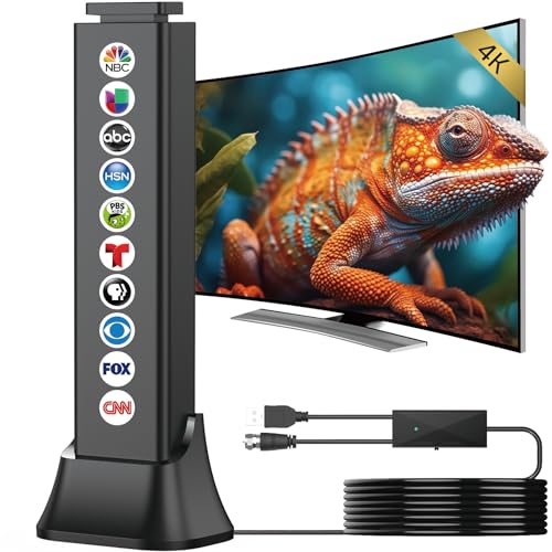 2026 Indoor TV Antenna with 360° Signal Booster, 25ft Cable