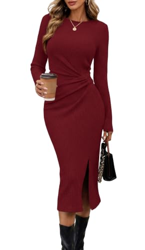 Winter Cocktail Party Midi Dress Red M