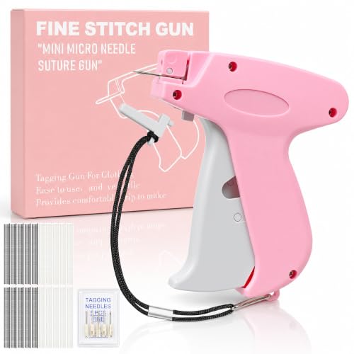 Handheld Stitch Gun for Clothes Repair, Pink-Gray with 2000 Fasteners