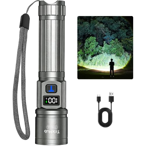 TrixHub Rechargeable Super Bright Flashlight (Titanium)