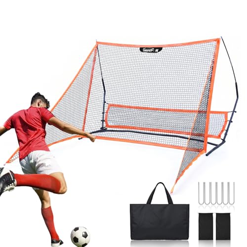 Soccer Rebounder Net with Backstop, Carry Bag & Stakes