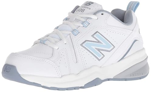New Balance Women's 608 V5 Cross Trainer, White/Light Blue