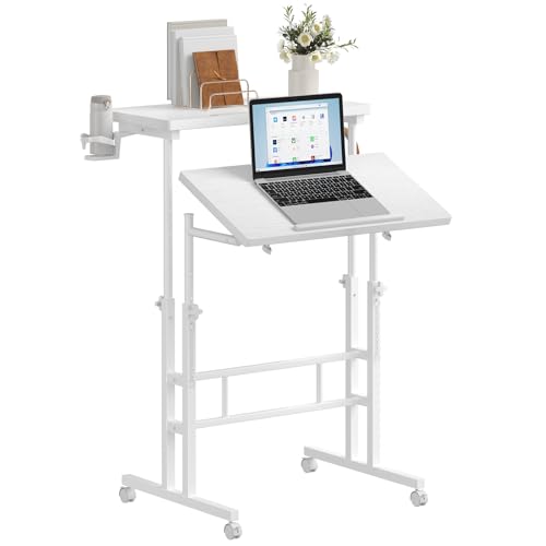 DUMOS Rolling Standing Desk with Walking Pad, Split Top