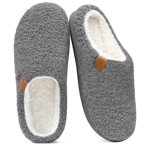 Memory Foam Fuzzy Slippers for Women, Grey Size 39.5