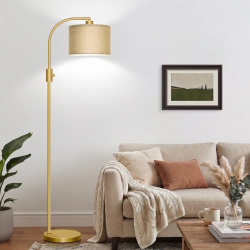 Nintiue Dimmable Gold Arc Floor Lamp with LED Edison Bulb