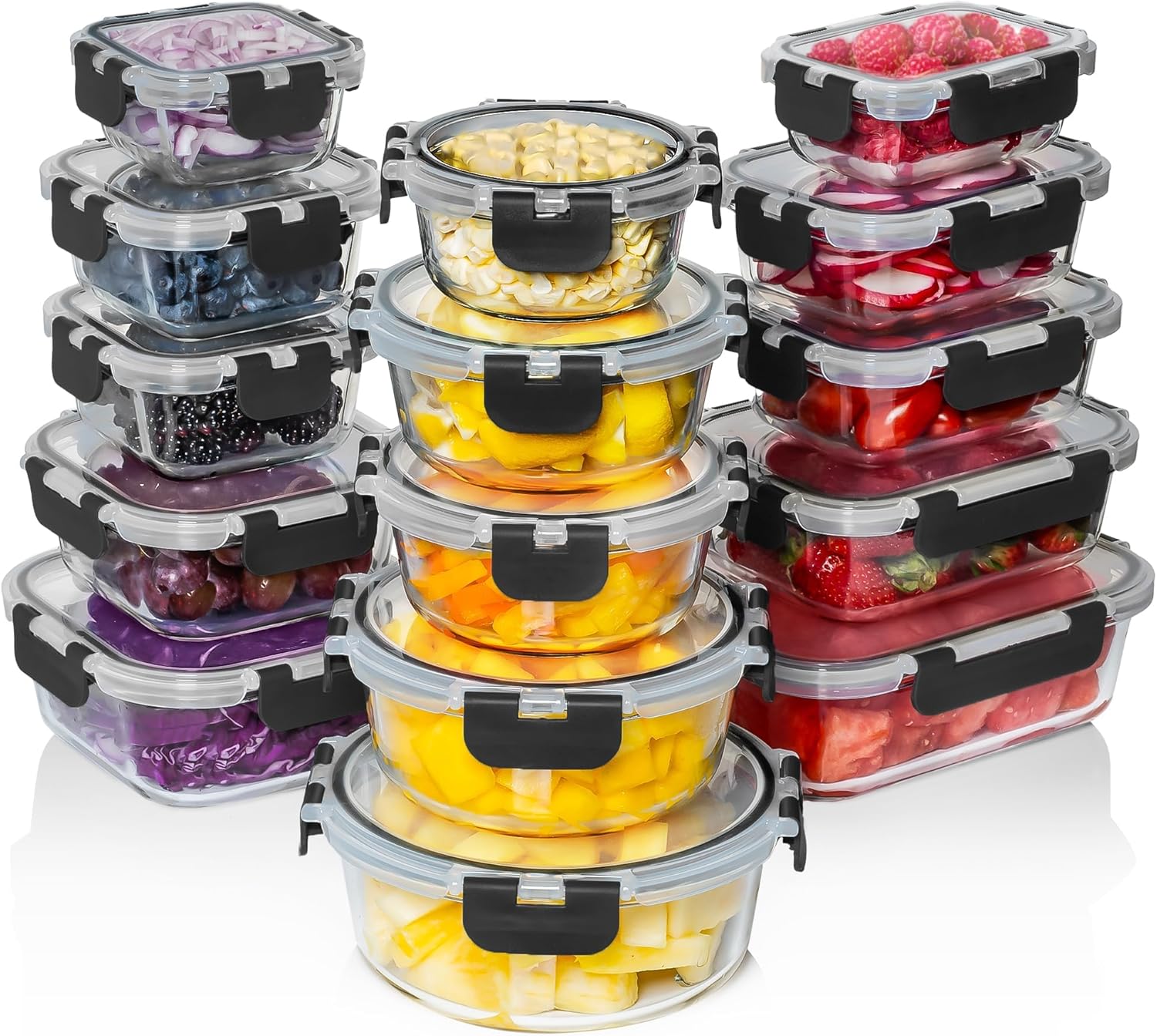 Razab 30-Piece Glass Food Storage Containers Set