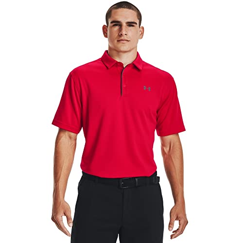 Under Armour Men's Tech Golf Polo, Red/Graphite, X-Large