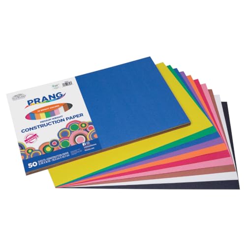 Prang Construction Paper, 10 Colors, 12" x 18", 50 Sheets