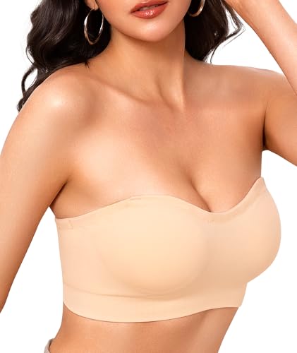 Finduself Strapless Wireless Push Up Bandeau Bra