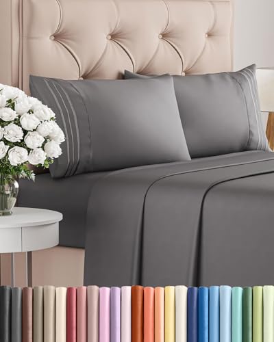 Queen Size 4 Piece Sheet Set - Dark Grey