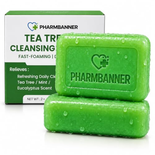 Antifungal Tea Tree Oil Soap Bar for Face & Body, 2 Pack