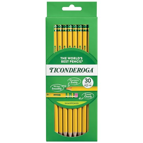 Ticonderoga #2 HB Wood-Cased Pencils, Pre-Sharpened, 30 Count