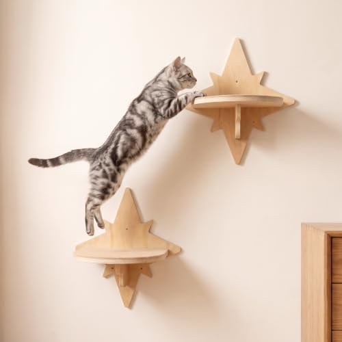 Star Cat Wall Shelves with Steps and Non-Slip Pads