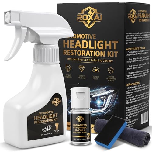 Headlight Restoration Spray Kit with Hydrophobic Coating