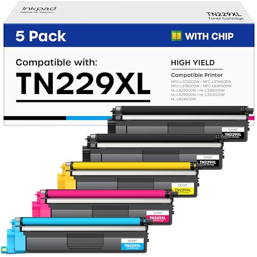 TN229XL Toner Cartridge 5-Pack for Brother Printers