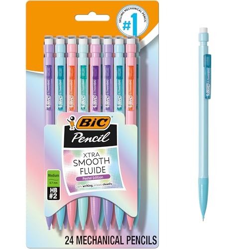 BIC Xtra-Smooth Pastel Mechanical Pencils 0.7mm, 24-Pack