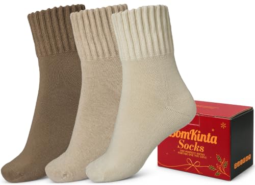 BomKinta Women Winter Wool Socks Thick Warm 3-Pair Pack