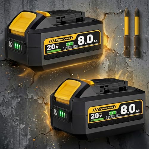 2-Pack 8Ah Replacement Batteries for Dewalt 20V Max