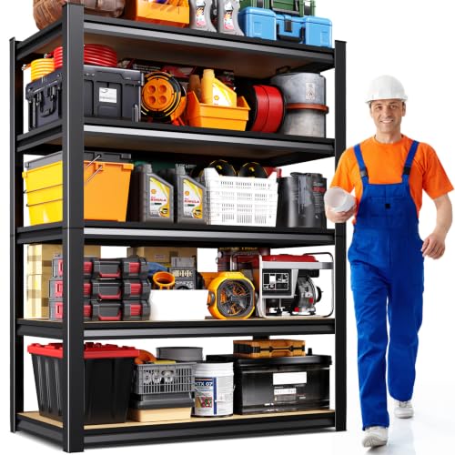 Adjustable Heavy Duty Garage Shelving Unit 71.2"H Black