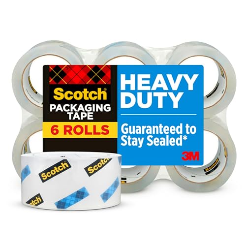 Scotch Heavy Duty Shipping Packing Tape, Clear, 1.88" x 54.6 yd., 6-Pack