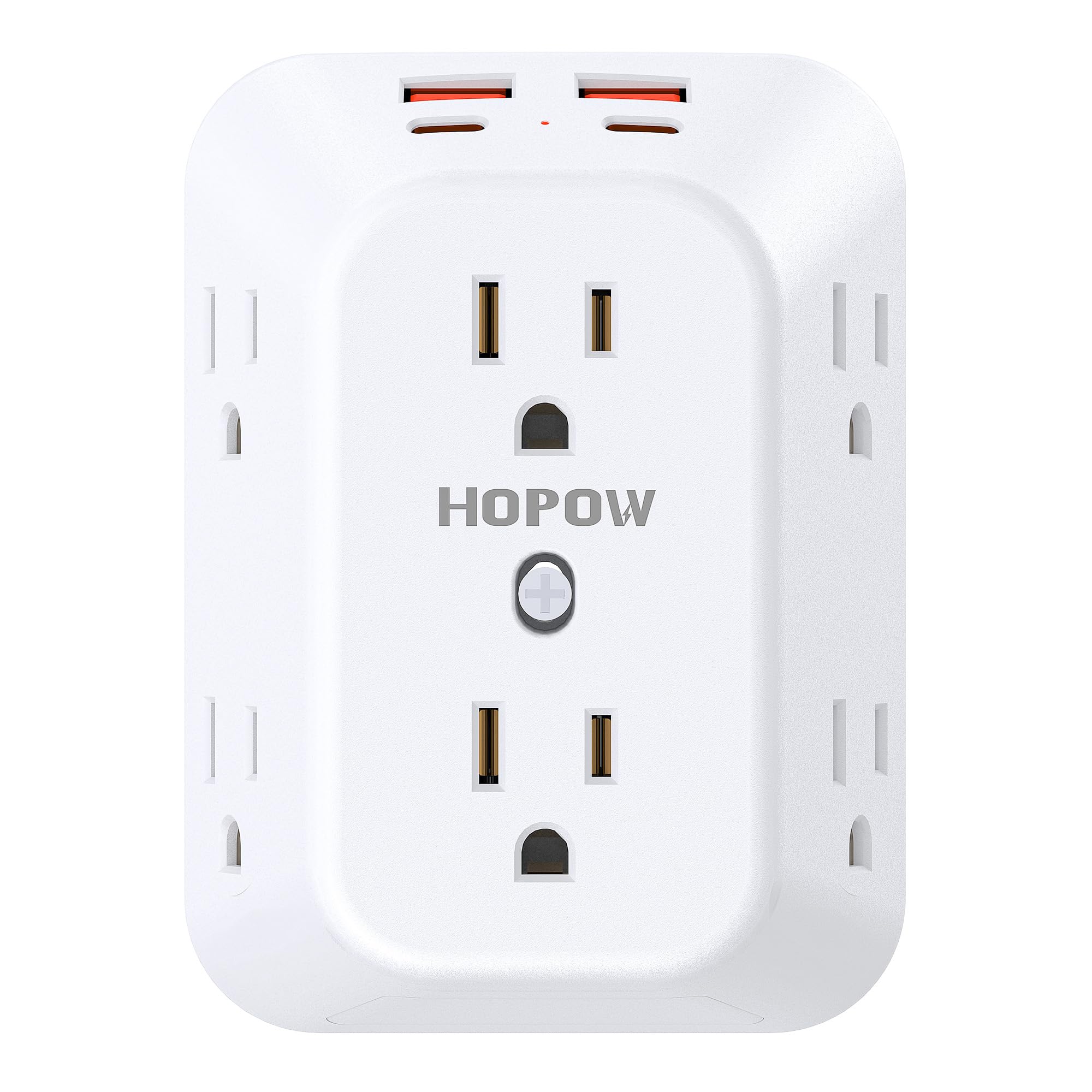 Hopow 6-Outlet Wall Extender with 3 Swivel Plugs