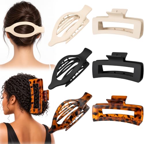 6 Pc Extra Large Hair Claw Clips, 5 Inch Jumbo Square