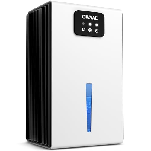 OWAAE Dehumidifier 1000 Sq Ft with Auto Shutoff & LED Light