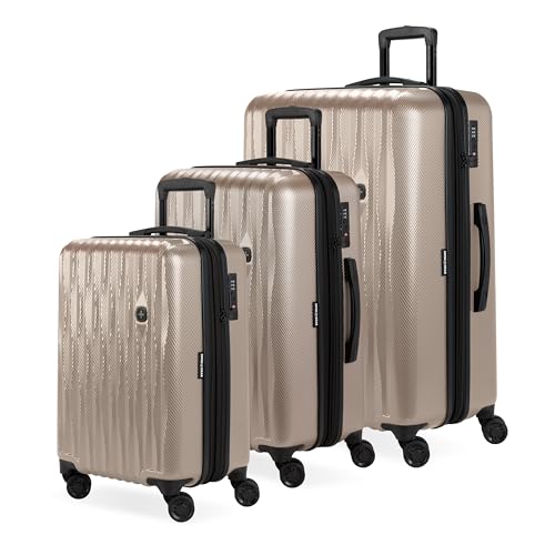 SwissGear 7272 Energie 3-Piece Hardside Luggage Set, Light Gold Deal on DealUpdates